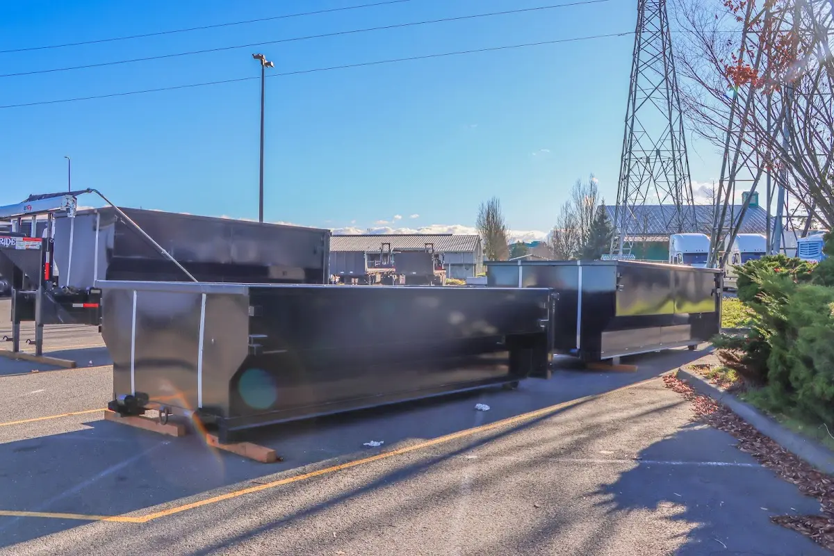 Roll-off dumpster ready for waste disposal at job site for 2 Yard Dumpster Rental in Plainville